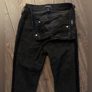 JCrew toothpick black jeans velvet seam detail